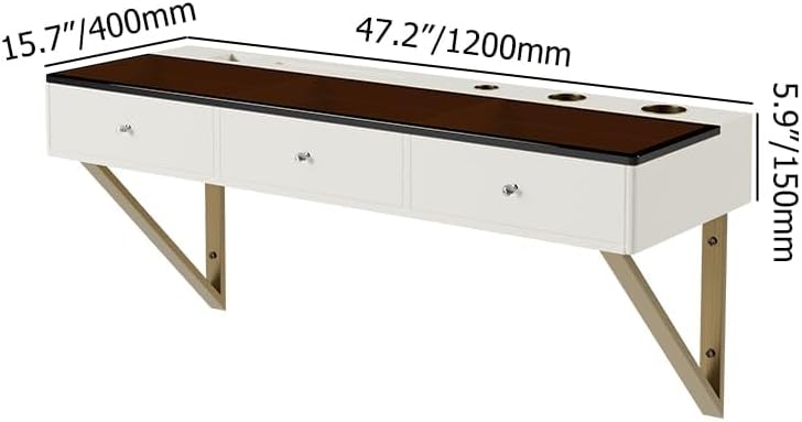homary 47” Floating Makeup Vanity with Drawers, Wall Mounted Vanity Desk with Tempered Glass Top, Modern Faux Leather Vanity Table for Bedroom, Dressing Room, Small Spaces