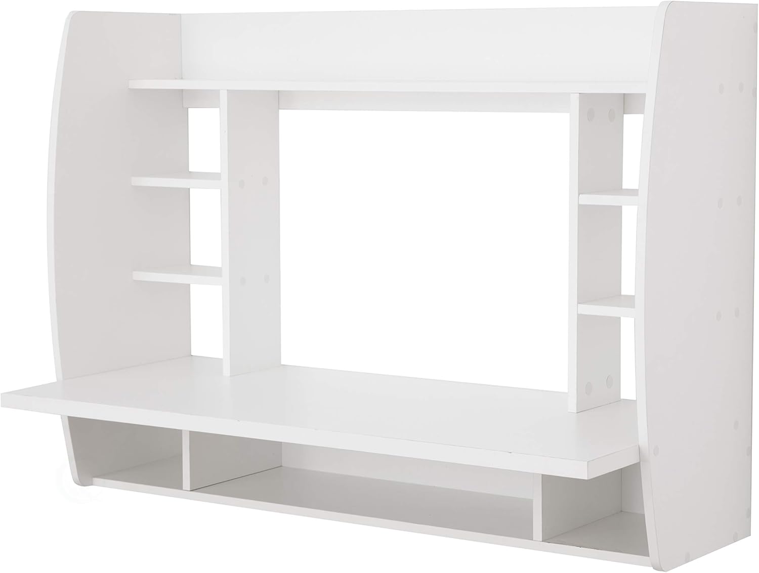 Versatile Wall Mount Floating Computer Desk - Stylish and Space-Saving Writing Study Table with Shelves - Ideal for Living Room, Bedroom, and Home Office, White