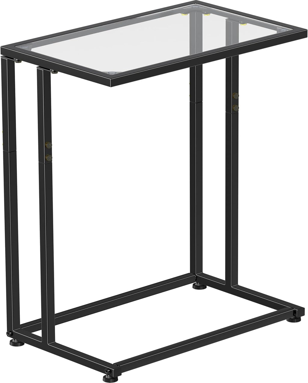 Simple Trending C Shaped End Table, Folding TV Tray Couch Side Table for Sofa on Wheels, Black