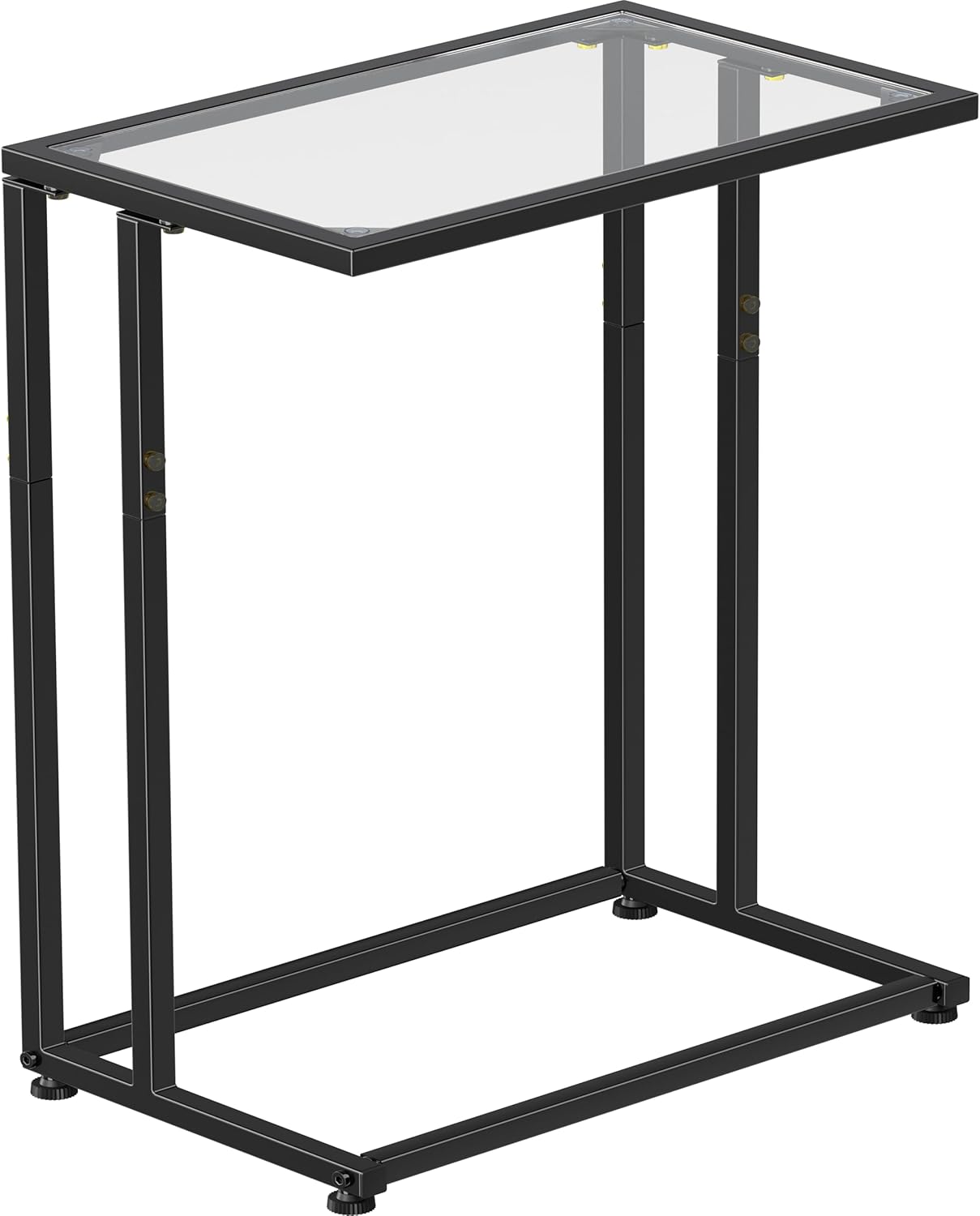 Simple Trending C Shaped End Table, Folding TV Tray Couch Side Table for Sofa on Wheels, Black