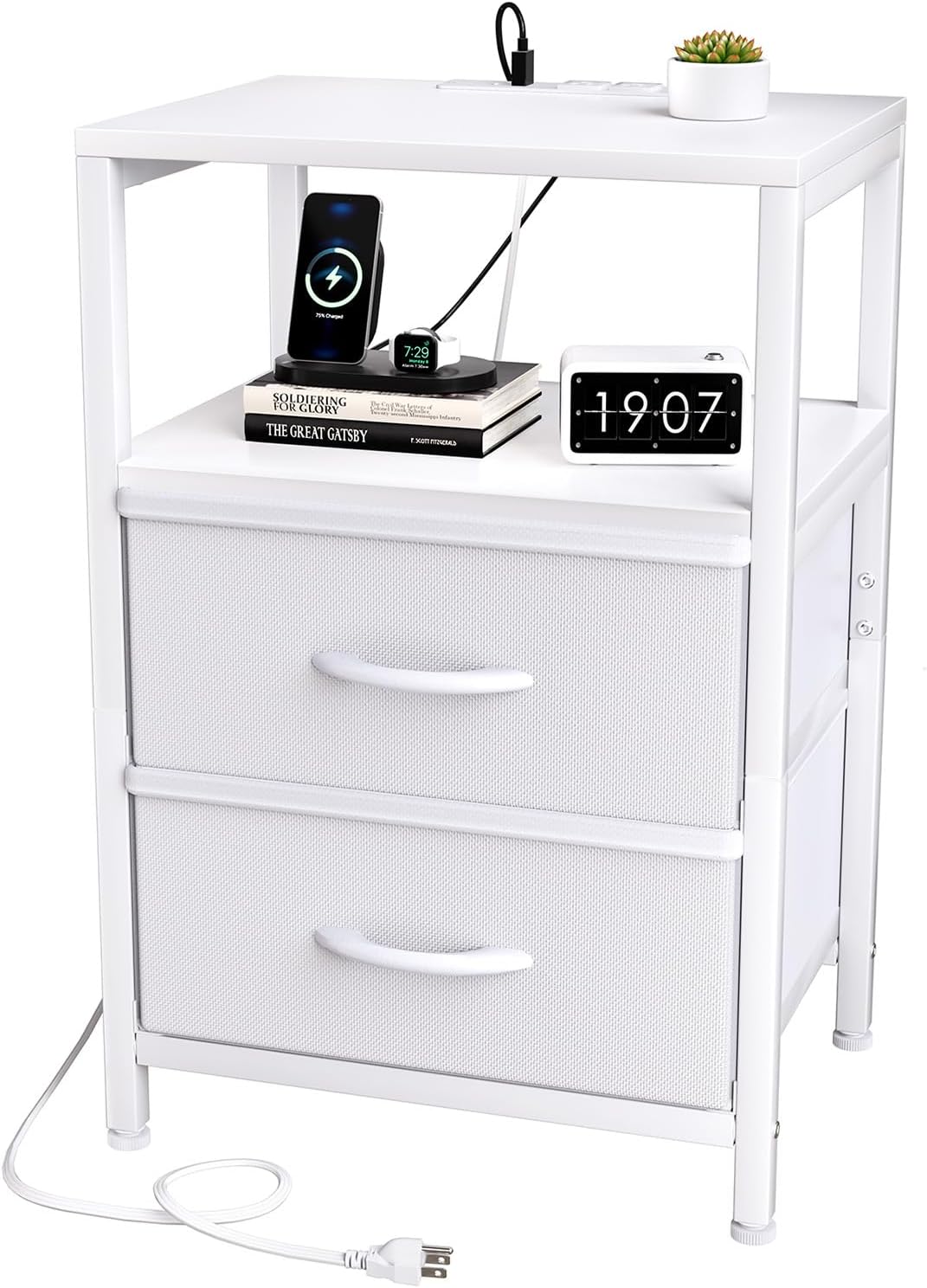 Simple Trending C Shaped End Table, Folding TV Tray Couch Side Table for Sofa on Wheels, Black