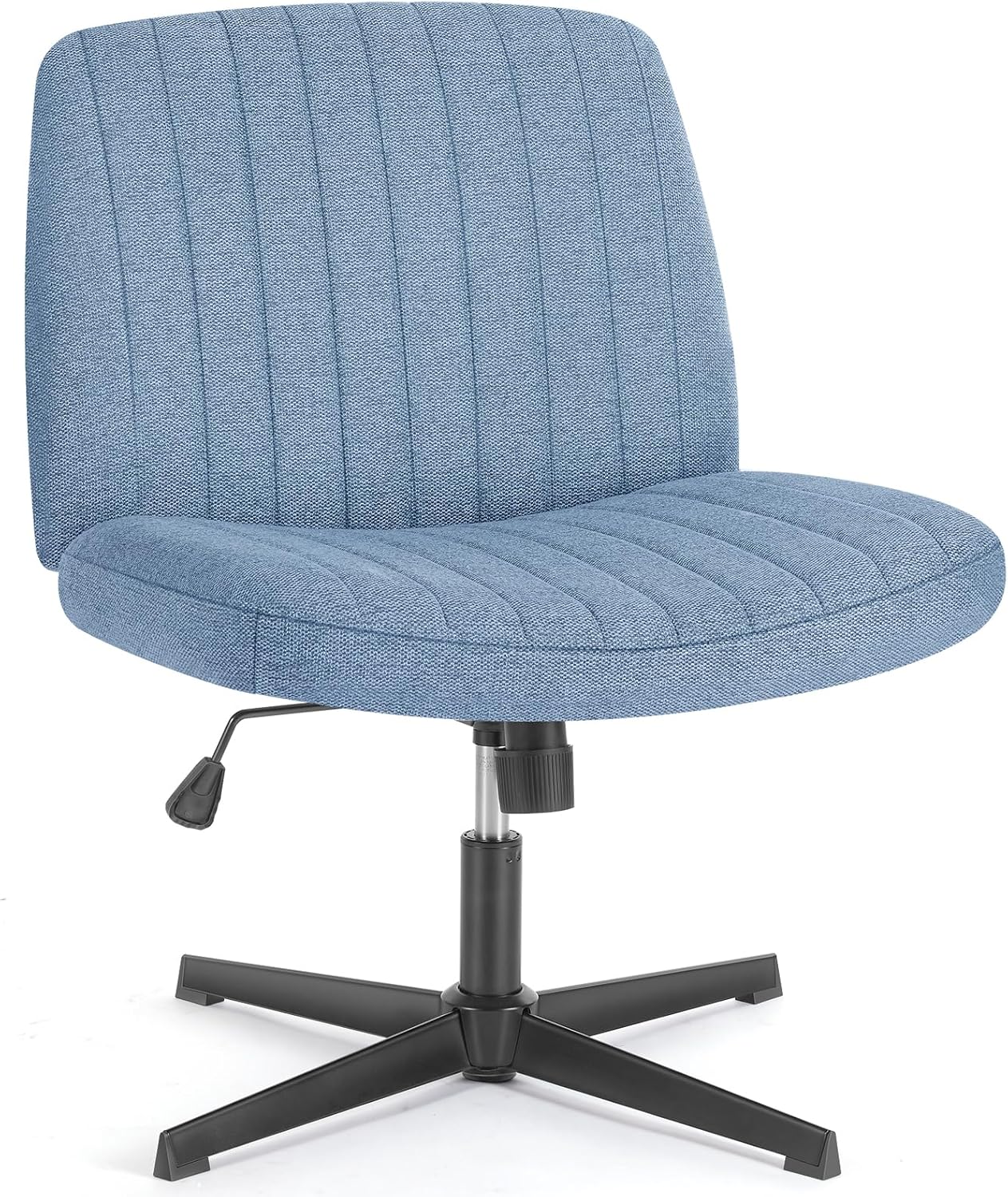 OLIXIS Criss Cross Chair with Wheels Wide Cross Legged Office Desk Vanity Chair Comfy Fabric Armless Adjustable Swivel for Home Computer Task Fabric Beige