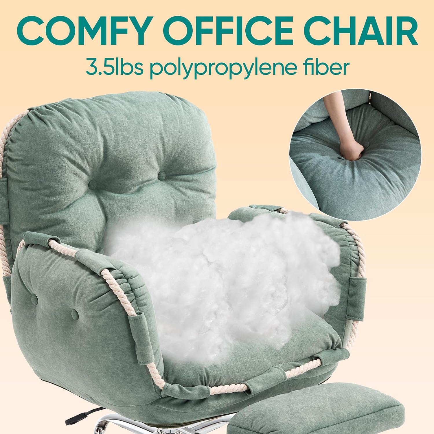 Comfortable Criss Cross Office Chair with Foot Rest Flip Armrests Cross Legged Office Chairs for Women Reclining Office Chair Desk Chair Comfy Vanity Chair with Back and Wheels Green