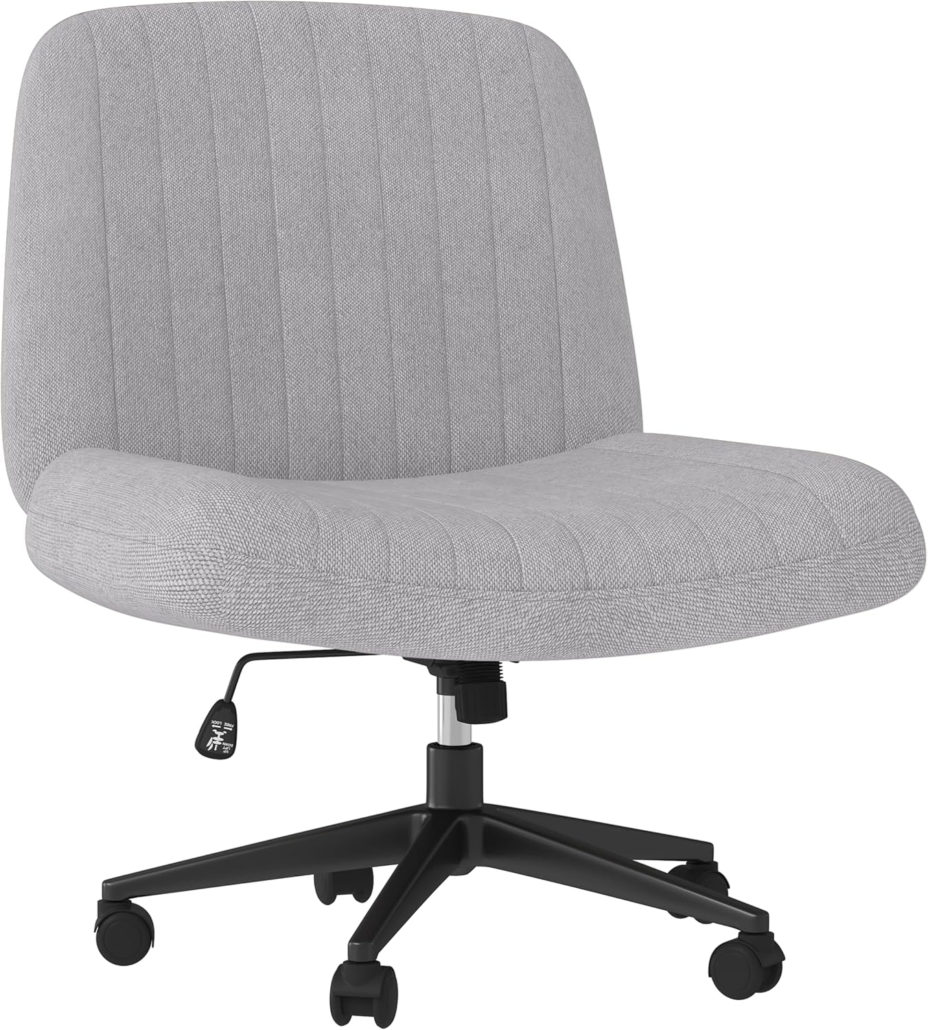 Shintenchi Criss Cross Chair,Cross Legged Office Seat with Wheels Armless Swivel Vanity Chair,Height Adjustable Wide Computer Task Seating for Home Office,Grey ﻿